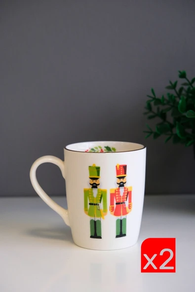 Tabak Evi Porselen Altın Yaldızlı Kurşun Asker Kulplu Mug Kupa 9cm 220ml 2 li ürün görseli 1