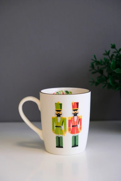 Tabak Evi Porselen Altın Yaldızlı Kurşun Asker Kulplu Mug Kupa 9cm 220ml Tekli ürün görseli 1