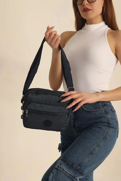 FHD BAGS Krinkıl Kumaş Çok Gözlü Suya Dayanıklı Omuz Ve Çapraz Kadın Çantası ürün görseli 1