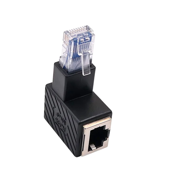 90 Derece RJ45 Erkek - Dişi Adaptör Dirsek Konnektörü aşağı açılı ürün görseli 1