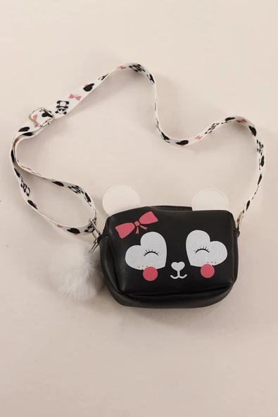 FHD BAGS Kız Çocuk Panda Figürlü Fermuarlı Ponpon Detaylı Omuz Çantası ürün görseli 1