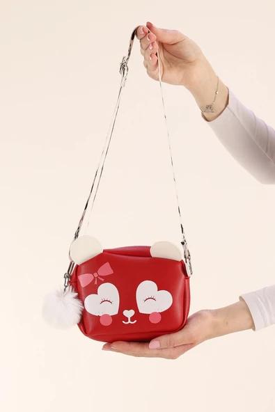 FHD BAGS Kız Çocuk Panda Figürlü Fermuarlı Ponpon Detaylı Omuz Çantası ürün görseli 1