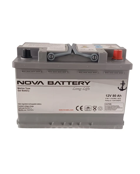 NOVA 12V 80AH MARİN JEL 800a CCA MARŞ AKÜ (YENİ ÜRETİM) ürün görseli 1