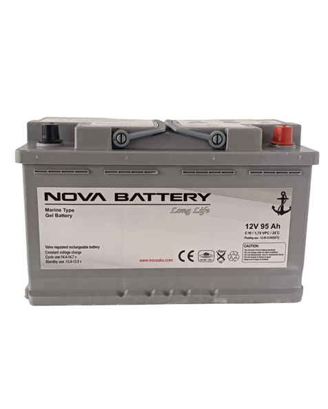 NOVA 12V 95AH MARİN JEL 800a CCA MARŞ AKÜ (YENİ ÜRETİM) ürün görseli 1