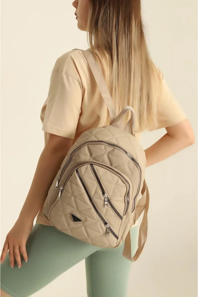 FHD BAGS Günlük Kullanım Trend Kapitone Fermuar Detaylı Kadın Sırt Çantası ürün görseli 1