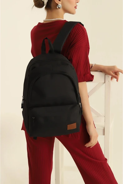FHD BAGS Siyah Fermuarlı Unisex Sırt Çantası ürün görseli 1