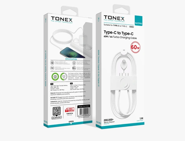 Tonex 17 17 Pro 17 Pro Max Uyumlu Sim İğneli Typec To Typec 60w 6A Pd Data Şarj Kablo  Ma17pro ürün görseli 1