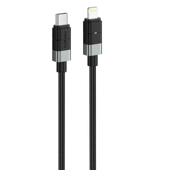 Foneng XS03 27W Type-C to Lightning Işıklı Örgü 1.2m Hızlı Data ve Şarj Kablosu ürün görseli 1