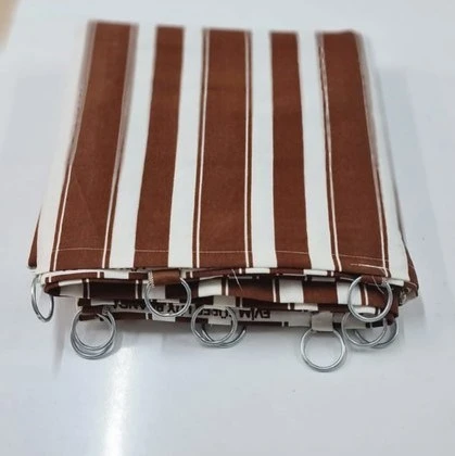 CEYLAN Home Balkon Perdesi Bağcıklı Halkalı Ölçü Seçenekli Kahverengi Çizgili ürün görseli 1