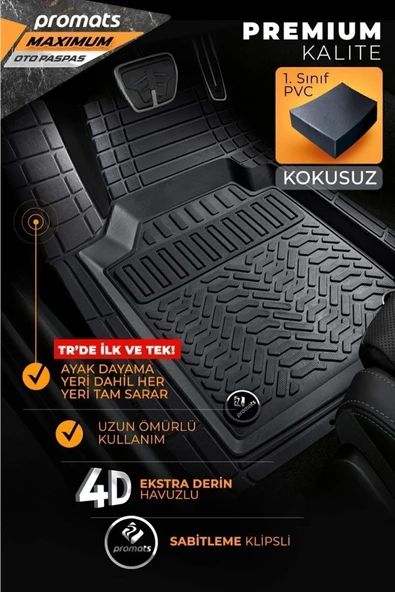 MSK Mercedes E Serisi Uyumlu A Kalite Kaucuk Kaydırmazlı 4d Havuzlu Paspas Seti ürün görseli 1