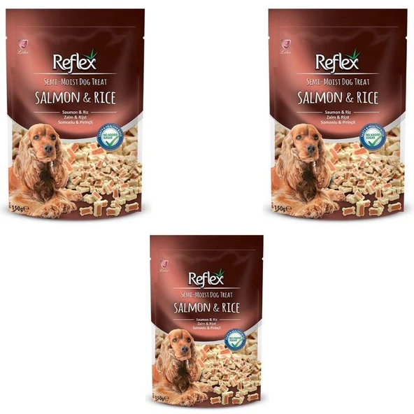 Reflex Semi-Moist Somonlu ve Pirinçli Yarı Yumuşak Köpek Ödül Maması 150gr X 3 ADET ürün görseli 1