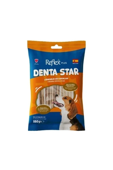 Plus Denta Star Çiğnemelik Diş Çubukları Orta Irk Yetişkin Köpek Ödül Maması 180 Gr ürün görseli 1
