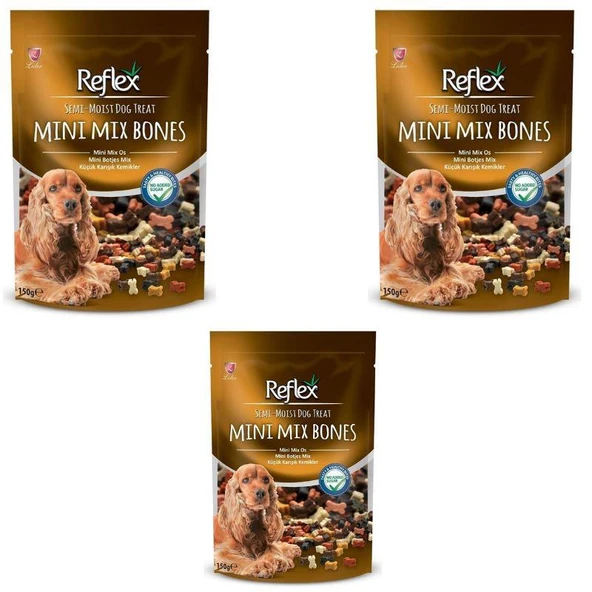 Reflex Semi-Moist Mini Mix Bones Yarı Yumuşak Köpek Ödül Kemiği 150 Gr X 3 ADET ürün görseli 1