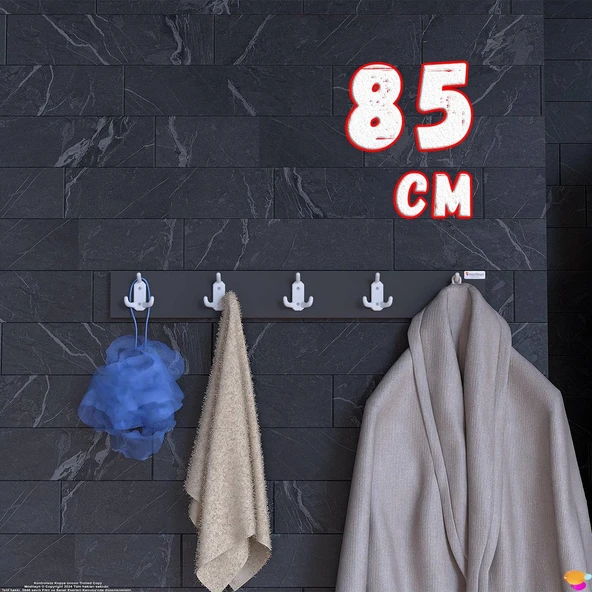 Modilayn ARI Serisi 15 Kancalı Banyo Askısı - 5'li Set (81,4x9,6 cm) | Ekstra Düzen ve Yer Tasarrufu ürün görseli 1