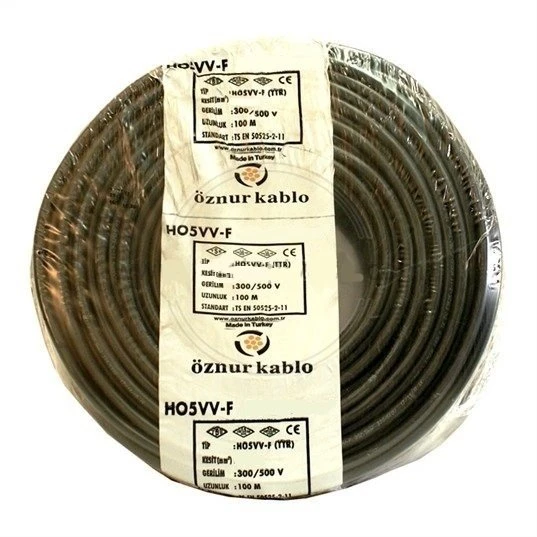 Öznur H05VV-F 2x2,5 mm Siyah NYMHY TTR Enerji Kablosu 100 Metre ürün görseli 1