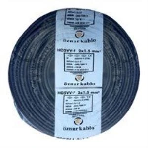 Öznur H05VV-F 2x1,5 mm Siyah NYMHY TTR Enerji Kablosu 100 Metre ürün görseli 1