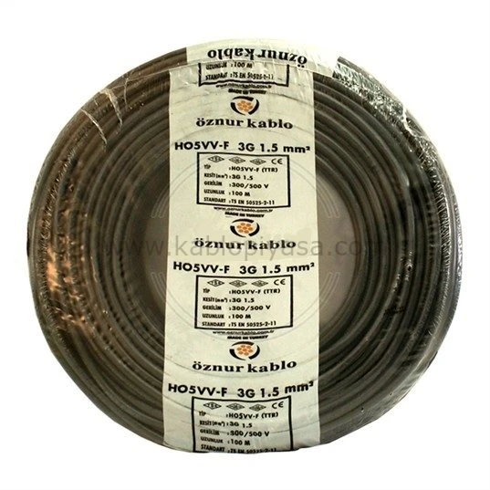 Öznur H05VV-F 3x1,5 mm Siyah NYMHY TTR Enerji Kablosu 100 Metre ürün görseli 1