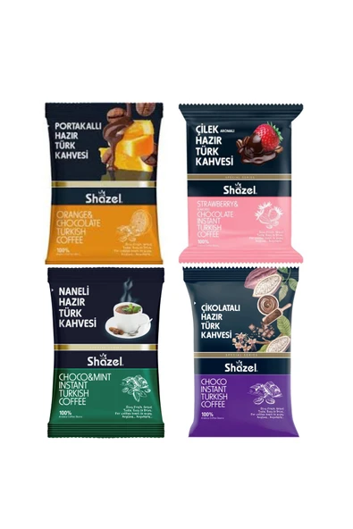 Hazır Türk Kahve Seti Portakallı Naneli Çilekli Çikolatalı 4 x 100 g 4 lü Set ürün görseli 1