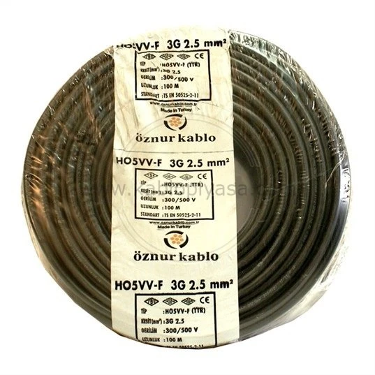 Öznur H05VV-F 3x2,5 mm Siyah NYMHY TTR Enerji Kablosu 100 Metre ürün görseli 1