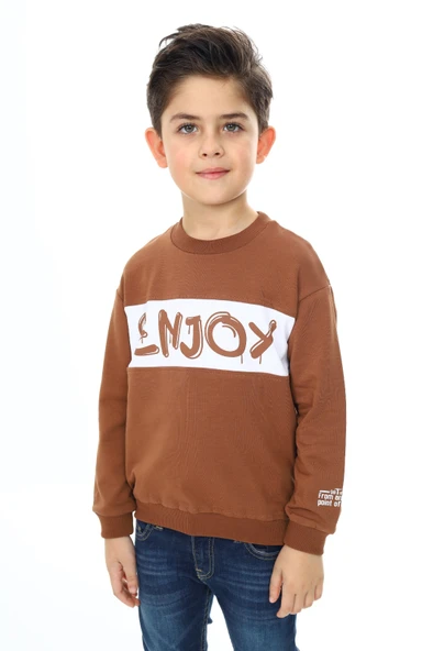 Toontoy Erkek Çocuk Relax Fit Bisiklet Yaka Düşük Omuz Baskılı Sweatshirt ürün görseli 1