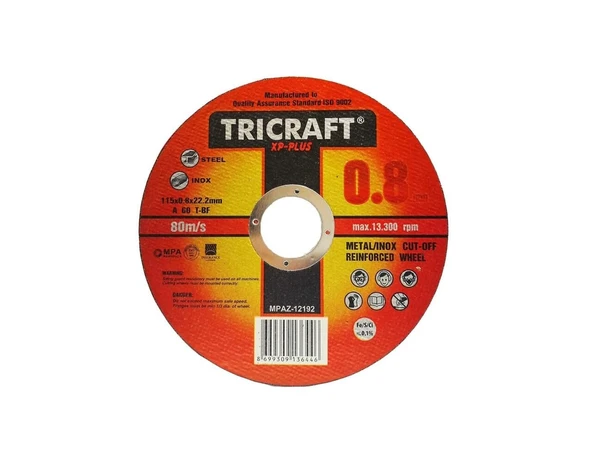 İnox Kesici Taş 115 mm TRİCRAFT MES 3301-20 Lİ PAKET ürün görseli 1
