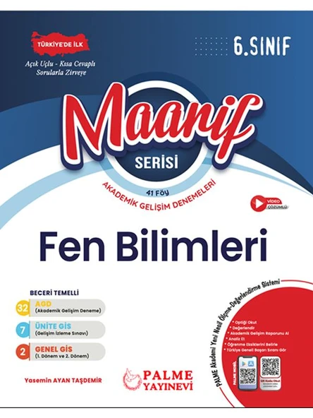PALME 6.SINIF MAARİF SERİSİ FEN BİLİMLERİ HAFTALIK DENEME (41 FÖY) ürün görseli 1