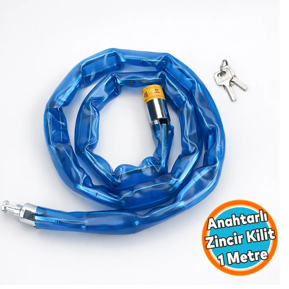 Bisiklet Motosiklet Zincir Kilidi 100 cm Çelik Kilit Çap 5 mm Ø  Korumalı Hırsızlık Önleme 1 Adet ürün görseli 1
