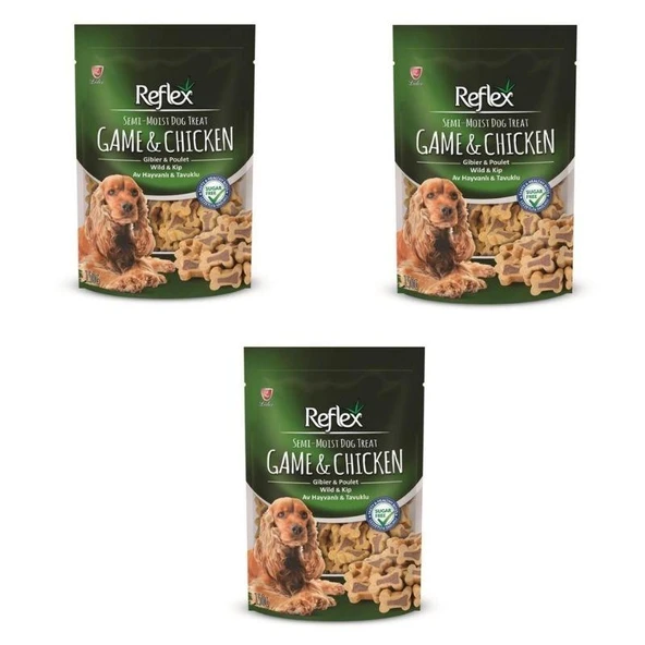 Reflex Semi-Moist Av Hayvanlı Tavuklu Köpek Ödülü 150 Gr X 3 Adet ürün görseli 1