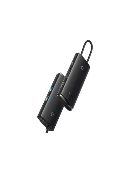 Baseus Lite 6 in 1 Multifonksiyonal Type-C 100W Hub Dock Station - Siyah ürün görseli 1