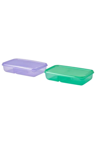 PRUTA plastik saklama kabı seti, lila-yeşil, 22x14x5 cm, 2 parça ürün görseli 1