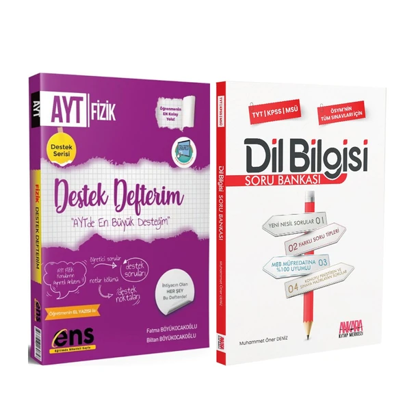 ENS Yayıncılık AYT Fizik Destek Defterim ve AKM Dil Bilgisi Soru Bankası Seti 2 Kitap ürün görseli 1