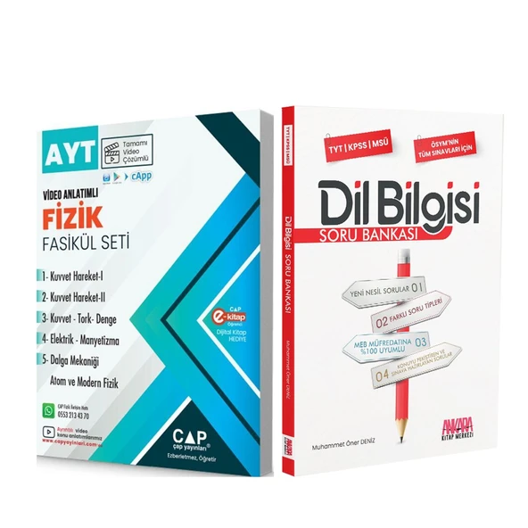 Çap Yayınları AYT Fizik Seti ve AKM Dil Bilgisi Soru Bankası Seti 2 Kitap ürün görseli 1