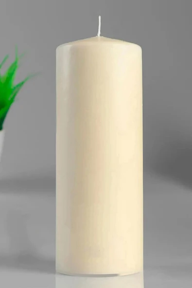 Silindir Mum Kütük Mum Krem Sandal Ağacı 10 cm Genişlik 30 Cm Yükseklik BÜYÜK BOY ürün görseli 1