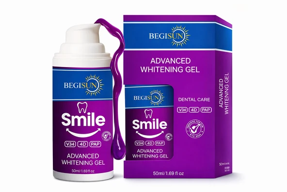 BEGISUN Smile Mor Diş Beyazlatma Jeli 50 ml  V34 + 4D + PAP  Günlük Bakım ürün görseli 1