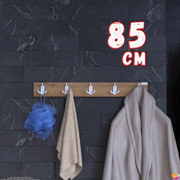 Modilayn ARI Serisi (81,4x9,6 cm) 5' li Set 15 Kancalı Banyo Askısı | Ekstra Düzen ve Yer Tasarrufu ürün görseli 1