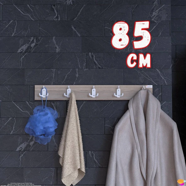 Modilayn ARI Serisi (81,4x9,6 cm) 5'li Set 15 Kancalı Banyo Askısı | Ekstra Düzen ve Yer Tasarrufu ürün görseli 1