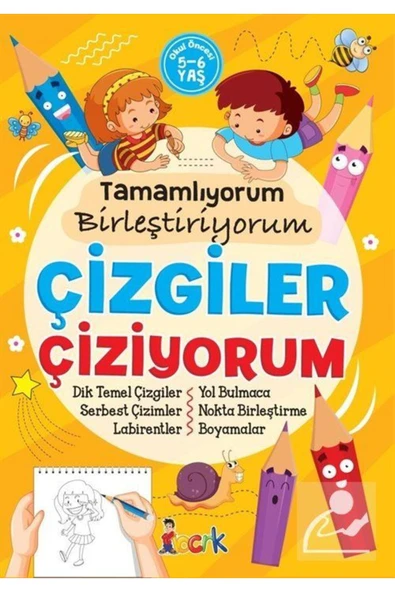 Çizgiler Çiziyorum - Tamamlıyorum Birleştiriyorum ( Okul Öncesi ) ürün görseli 1