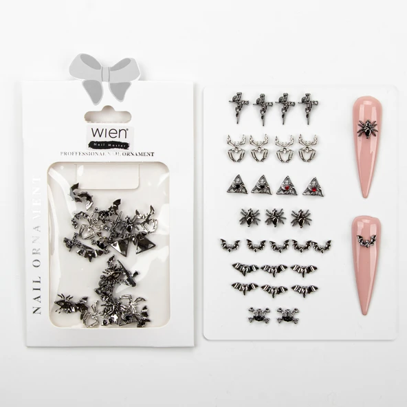 30lu Örümcek ve Yarasa Gotik Dizayn Metal Tırnak Süsleme Charm Nail Art Charm Taşları WN-503 ürün görseli 1