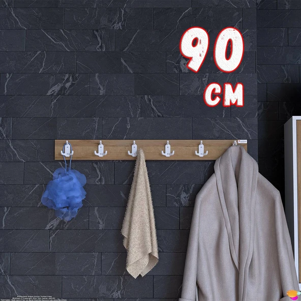 Modilayn ARI Serisi (86,4x9,6 cm) 6' lI Set 18 Kancalı Banyo Askısı | Ekstra Düzen ve Yer Tasarrufu ürün görseli 1