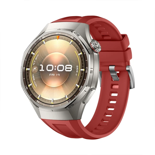 Huawei Watch GT6 Pro 46mm İle Tam Uyumlu Kordon Metal Tokalı Yumuşak Silikon Kordon Kayış  Mürdüm ürün görseli 1