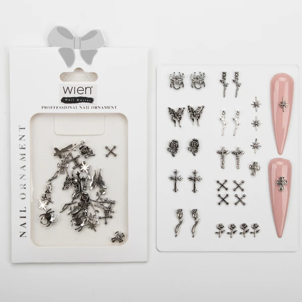 30lu Gül ve Örümcek Gotik Dizayn Metal Tırnak Süsleme Charm Nail Art Charm Taşları WN-504 ürün görseli 1