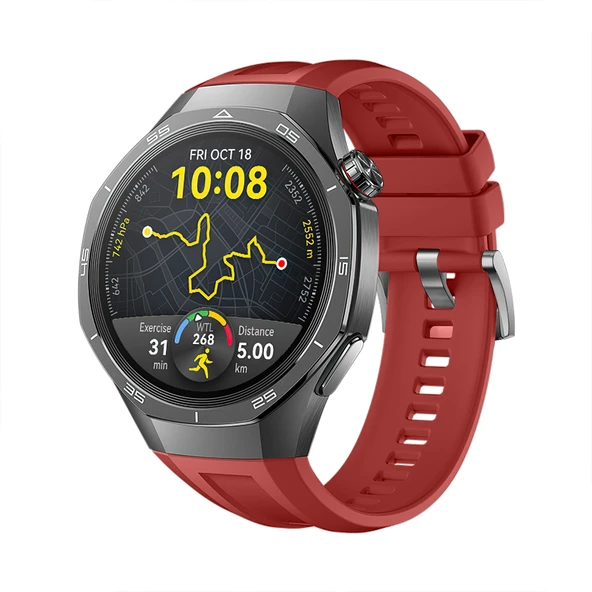 Huawei Watch Gt5 Pro 46mm İle Tam Uyumlu Kordon Metal Tokalı Yumuşak Silikon Kordon Kayış  Mürdüm ürün görseli 1