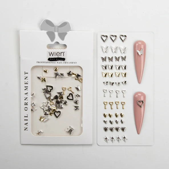 48li Kalp Dizayn Metal Tırnak Süsleme Charm Nail Art Charm Taşları WN-521 ürün görseli 1