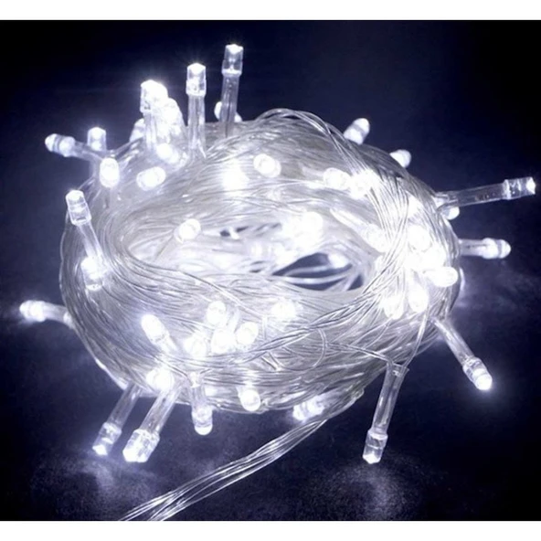 10 M 100 Led Boncuk Lamba Beyaz Işık Şeffaf Kablo MZ-18-11 ürün görseli 1