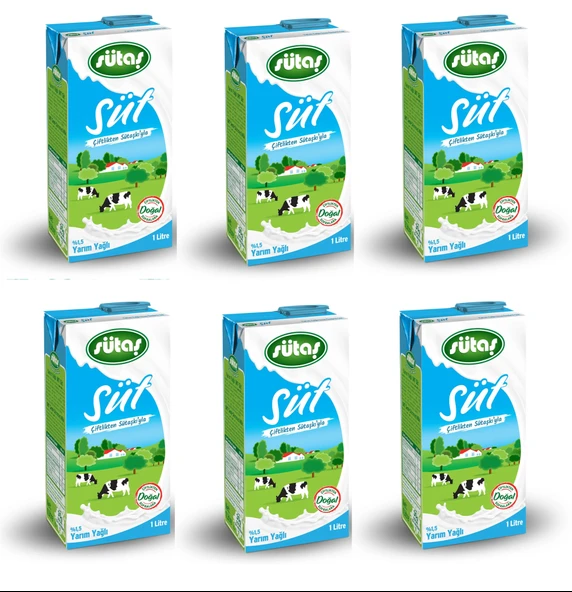 Sütaş Yarım Yağlı Süt 1 Lt X 6 Adet ürün görseli 1