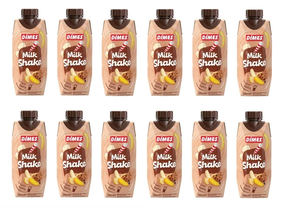 Dimes Milkshake Çikolata Ve Kurabiye Aromalı Muzlu 310 Ml X 12 Adet ürün görseli 1