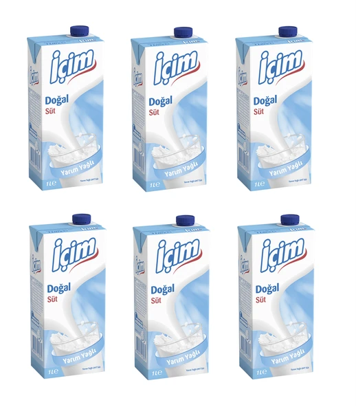 İçim Sade Yarım Yağlı Süt 1 Lt X 6 Adet ürün görseli 1