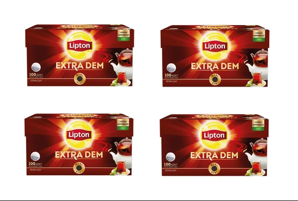 Lipton Extra Dem Demlik Süzen Poşet Siyah Çay 100'Lü Paket X 4 Adet ürün görseli 1
