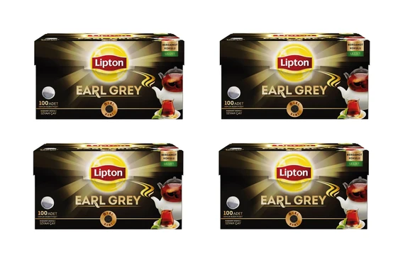 Lipton Earl Grey Demlik Süzen Poşet Bergamot Aramolı Siyah Çay 100'Lü Paket X 4 Adet ürün görseli 1