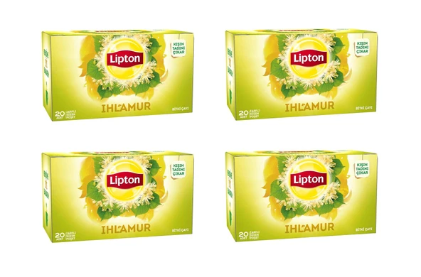 Lipton Ihlamur Harmanı Zarflı Süzen Poşet Bitki Çayı 20'Li Paket X 4 Adet ürün görseli 1